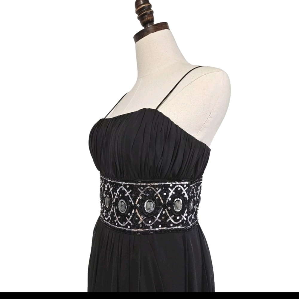 Hailey Adrianna Papell Black Formal Elegant Sexy Evening Prom Beaded Long Gown 6 - Picture 8 of 16